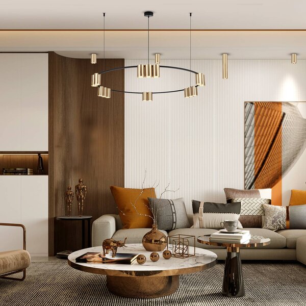 Lampa wisząca designerska Genesis Eko-Light, możliwość ściemniania, czarny, salon / jadalnia, aluminium, design