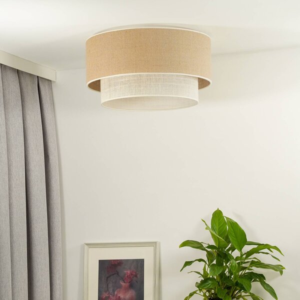 Lampa sufitowa Boho Jute Euluna, możliwość ściemniania, brązowy / rdzawy, salon / jadalnia, tkanina / materiał / jedwab