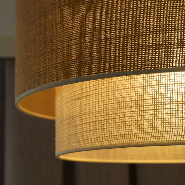 Lampa sufitowa Boho Jute Euluna, możliwość ściemniania, brązowy / rdzawy, salon / jadalnia, tkanina / materiał / jedwab