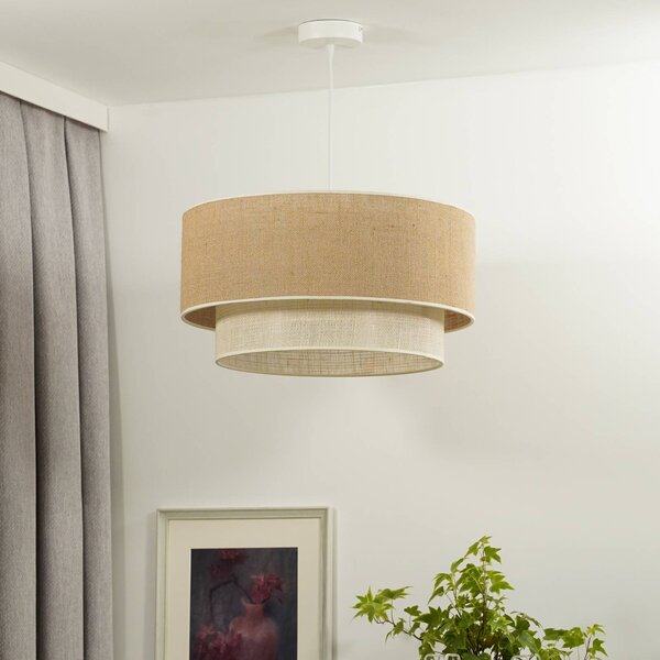 Lampa wisząca Boho Jute Euluna, możliwość ściemniania, brązowy / rdzawy, salon / jadalnia, tkanina / materiał / jedwab