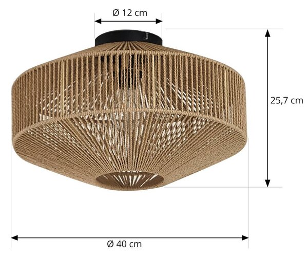 Lampa sufitowa Sorino Lindby, możliwość ściemniania, jasne drewno, salon / jadalnia, papier / lunolit / lunopal, dworkowy / rustykalny