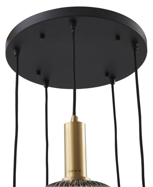 Lampa wisząca Doroteo Lindby, możliwość ściemniania, aluminiowy / szary / cynkowy, salon / jadalnia, szkło, vintage