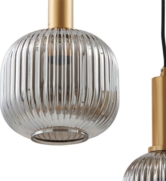Lampa wisząca Doroteo Lindby, możliwość ściemniania, aluminiowy / szary / cynkowy, salon / jadalnia, szkło, vintage