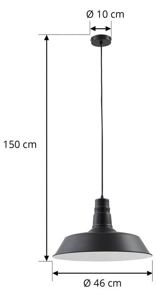 Lampa wisząca Laylan Lindby, możliwość ściemniania, czarny, salon / jadalnia, metal, nowoczesny