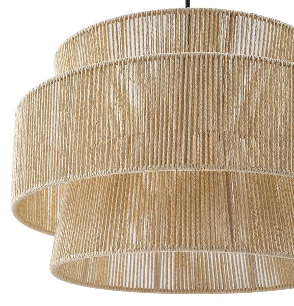 Lampa wisząca Anuva Lindby, możliwość ściemniania, jasne drewno, salon / jadalnia, papier / lunolit / lunopal, dworkowy / rustykalny