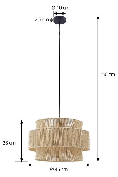 Lampa wisząca Anuva Lindby, możliwość ściemniania, jasne drewno, salon / jadalnia, papier / lunolit / lunopal, dworkowy / rustykalny