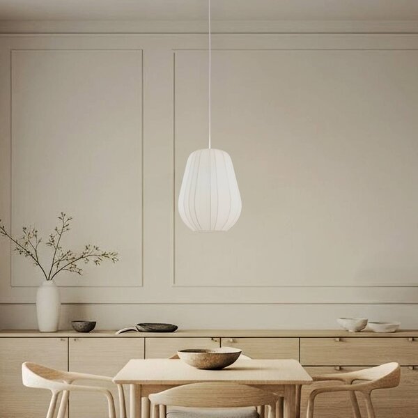 Lampa wisząca Helin Lindby, możliwość ściemniania, biały / opal, salon / jadalnia, tkanina / materiał / jedwab, nowoczesny
