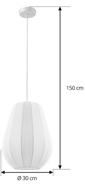 Lampa wisząca Helin Lindby, możliwość ściemniania, biały / opal, salon / jadalnia, tkanina / materiał / jedwab, nowoczesny