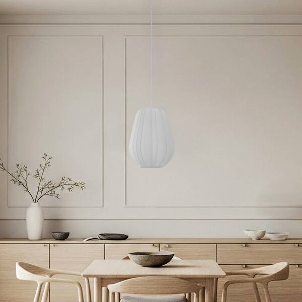 Lampa wisząca Helin Lindby, możliwość ściemniania, biały / opal, salon / jadalnia, tkanina / materiał / jedwab, nowoczesny