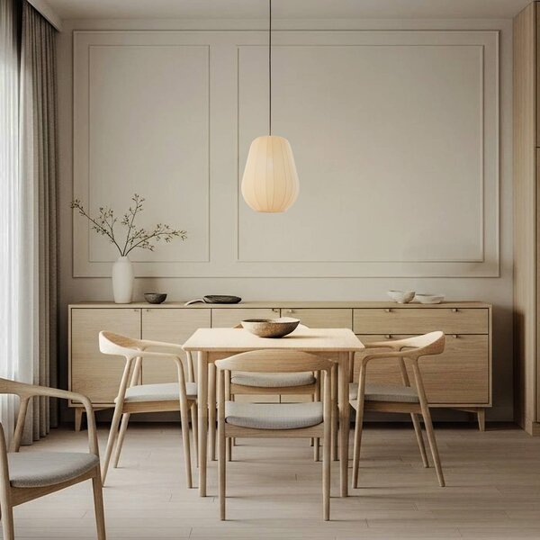 Lampa wisząca Helin Lindby, możliwość ściemniania, kremowy / amber, salon / jadalnia, tkanina / materiał / jedwab, nowoczesny