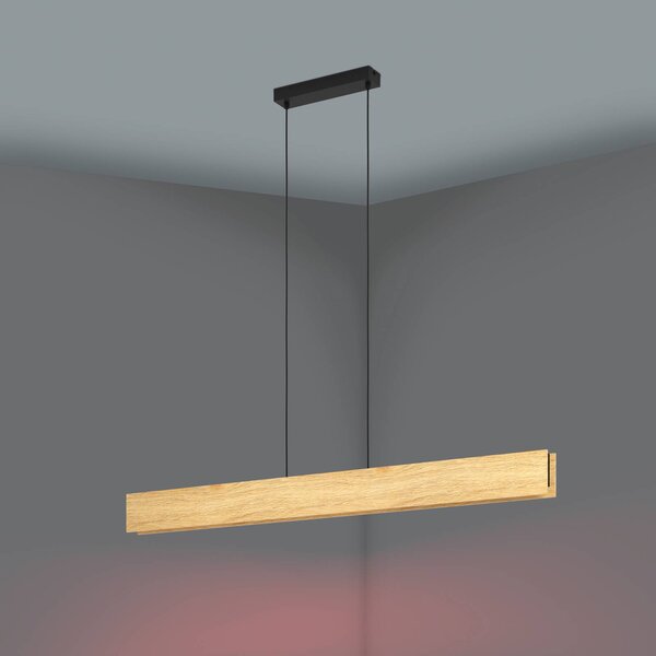 EGLO Inteligentna lampa wisząca Anchorena-Z, możliwość ściemniania, jasne drewno, salon / jadalnia, drewno, nowoczesny