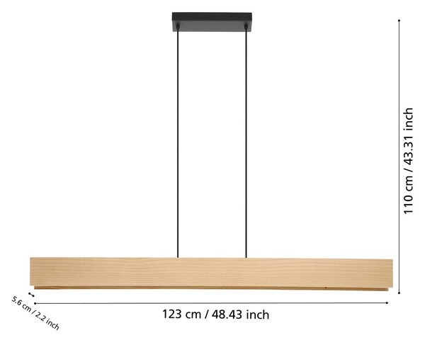 EGLO Inteligentna lampa wisząca Anchorena-Z, możliwość ściemniania, jasne drewno, salon / jadalnia, drewno, nowoczesny