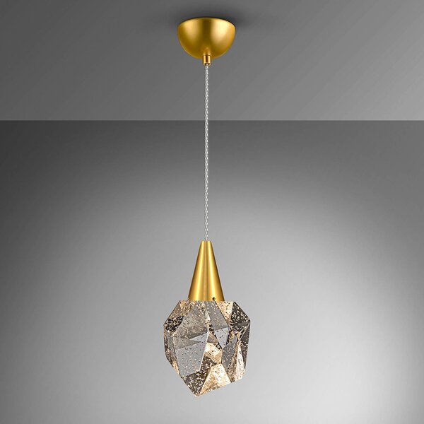 Schuller Valencia Lampa wisząca szklana Aquaria, mosiężny / złoty, salon / jadalnia, metal