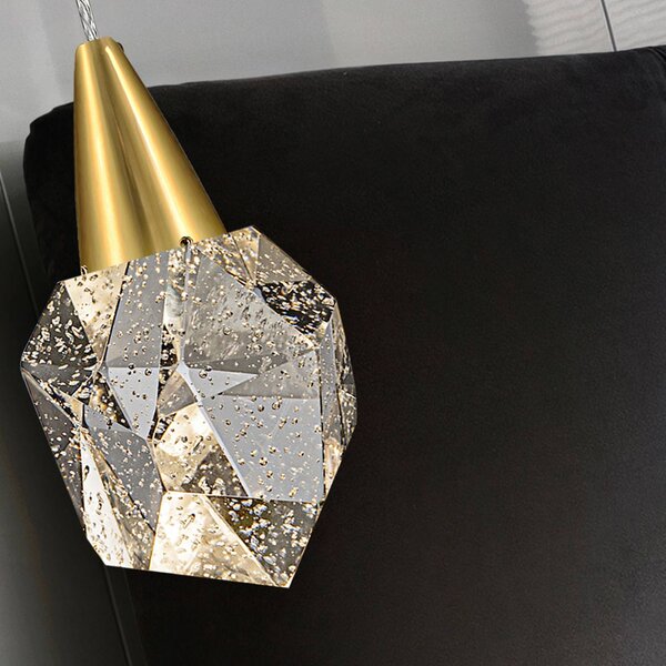 Schuller Valencia Lampa wisząca szklana Aquaria, mosiężny / złoty, salon / jadalnia, metal