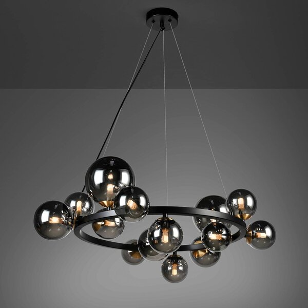 Schuller Valencia Lampa wisząca szklana Astros, czarny, salon / jadalnia, metal