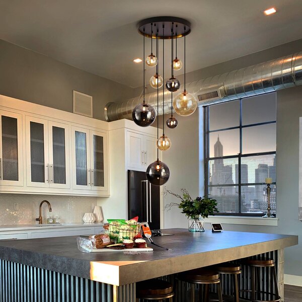 Schuller Valencia Lampa wisząca szklana Dark, czarny, salon / jadalnia, metal