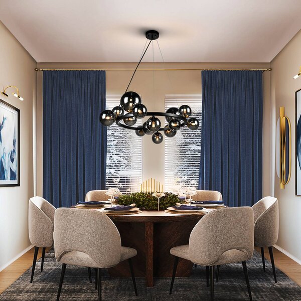 Schuller Valencia Lampa wisząca szklana Astros, czarny, salon / jadalnia, metal