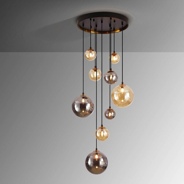 Schuller Valencia Lampa wisząca szklana Dark, czarny, salon / jadalnia, metal