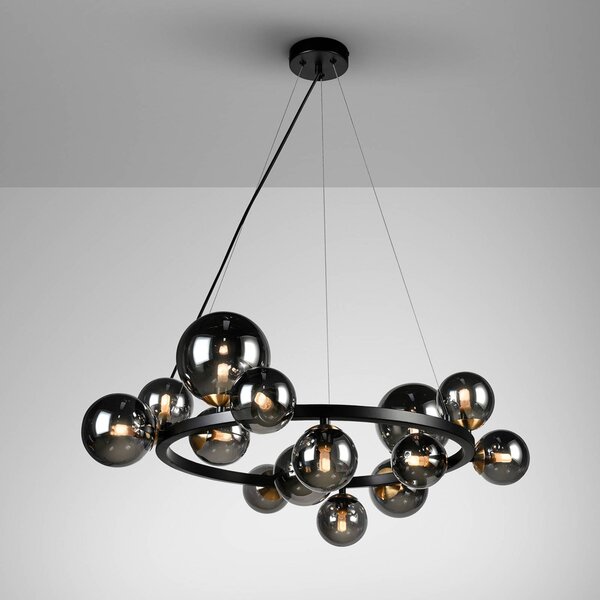 Schuller Valencia Lampa wisząca szklana Astros, czarny, salon / jadalnia, metal