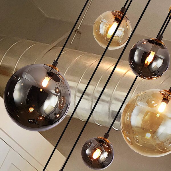 Schuller Valencia Lampa wisząca szklana Dark, czarny, salon / jadalnia, metal