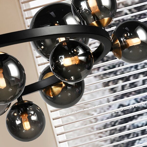 Schuller Valencia Lampa wisząca szklana Astros, czarny, salon / jadalnia, metal