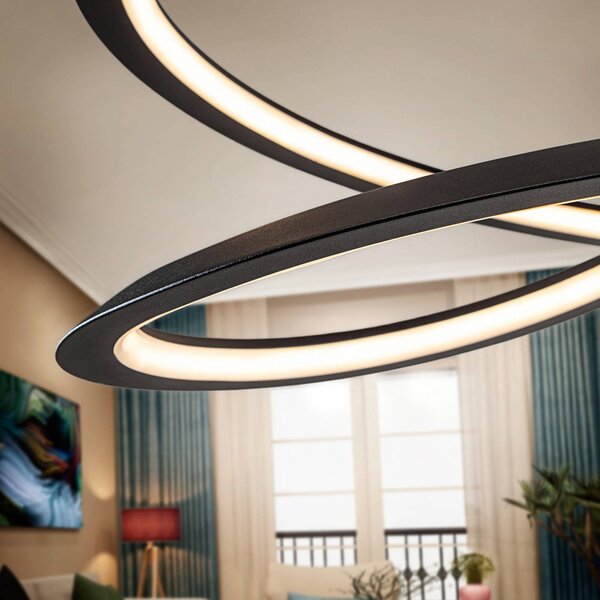 Schuller Valencia Lampa wisząca Looping, czarny, salon / jadalnia, metal