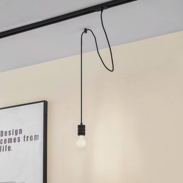 Lampa wisząca Lindby Linaro, Ø 4,6 cm, czarna, 1-fazowa, E27 Linaro Lindby, możliwość ściemniania, czarny, salon / jadalnia, aluminium, nowoczesny