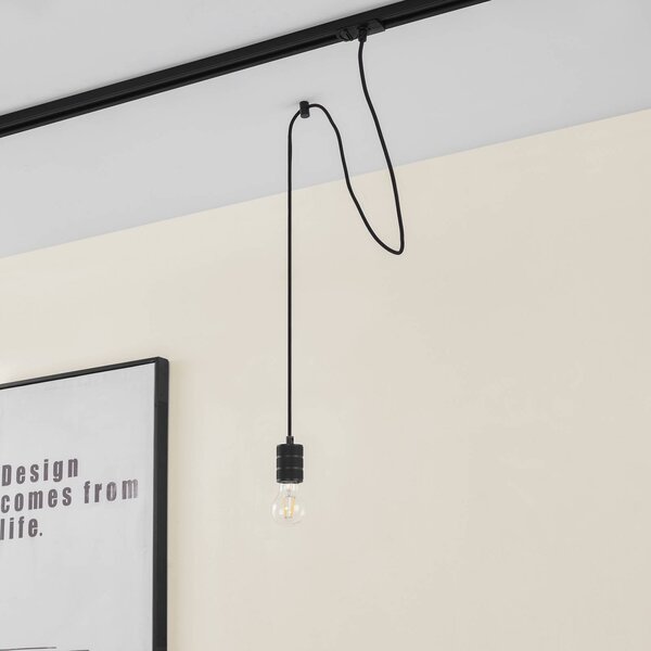 Lampa wisząca Lindby Linaro, Ø 4,6 cm, czarna, 1-fazowa, E27 Linaro Lindby, możliwość ściemniania, czarny, salon / jadalnia, aluminium, nowoczesny