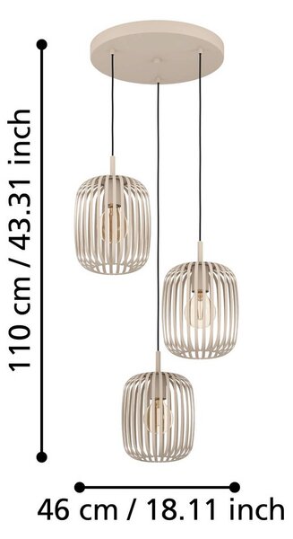 EGLO Lampa wisząca Romazzina, możliwość ściemniania, kremowy / amber, salon / jadalnia, metal, nowoczesny