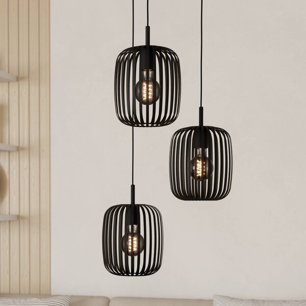 EGLO Lampa wisząca Romazzina, możliwość ściemniania, czarny, salon / jadalnia, metal, nowoczesny