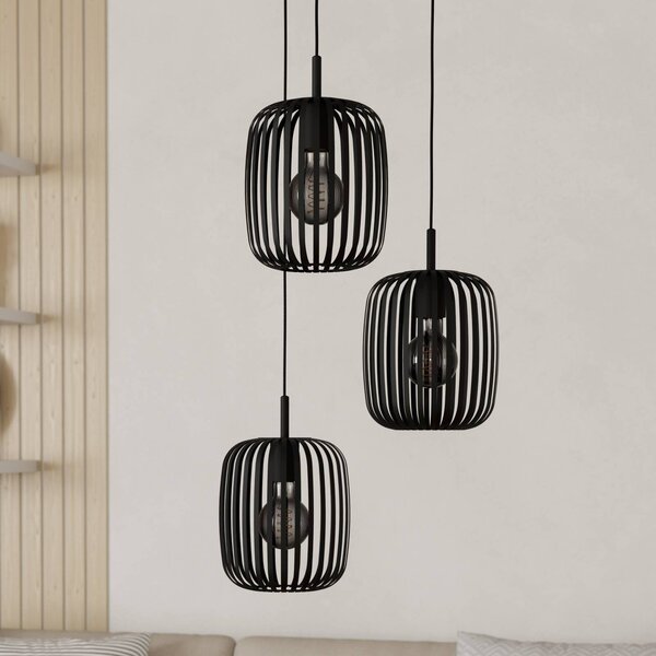 EGLO Lampa wisząca Romazzina, możliwość ściemniania, czarny, salon / jadalnia, metal, nowoczesny