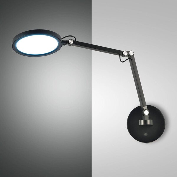 Fabas Luce Kinkiet LED Regina, możliwość ściemniania, czarny, sypialnia, metal, nowoczesny