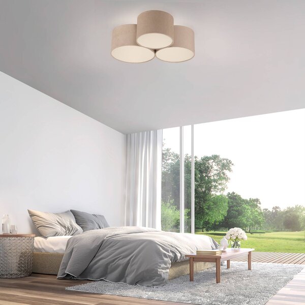 JUST LIGHT. GmbH Lampa sufitowa Green Duro, możliwość ściemniania, kremowy / amber, salon / jadalnia, tkanina / materiał / jedwab