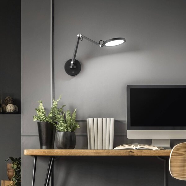 Fabas Luce Kinkiet LED Regina, możliwość ściemniania, czarny, sypialnia, metal, nowoczesny