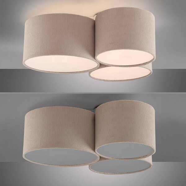 JUST LIGHT. GmbH Lampa sufitowa Green Duro, możliwość ściemniania, kremowy / amber, salon / jadalnia, tkanina / materiał / jedwab
