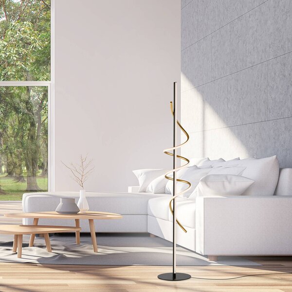 JUST LIGHT. GmbH Lampa stojąca LED Emanda, możliwość ściemniania, czarny, salon / jadalnia, metal, nowoczesny