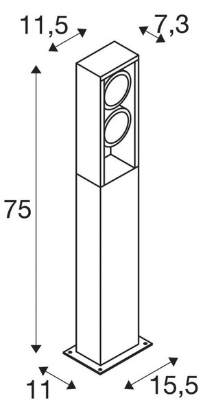 SLV Słupek oświetleniowy LED Eskina Frame 75, czarny, aluminium, nowoczesny