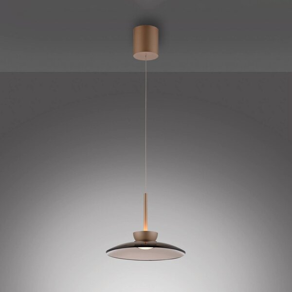 PURE Lampa wisząca szklana Moon, możliwość ściemniania, brązowy / mosiężny, salon / jadalnia, szkło, nowoczesny