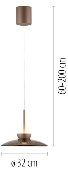 PURE Lampa wisząca szklana Moon, możliwość ściemniania, brązowy / mosiężny, salon / jadalnia, szkło, nowoczesny