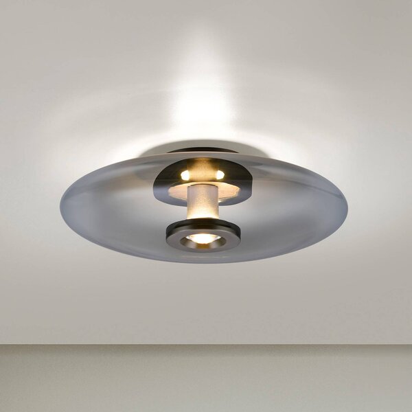 PURE Lampa sufitowa LED Vitrum, możliwość ściemniania, aluminiowy / szary / cynkowy, salon / jadalnia, szkło, nowoczesny