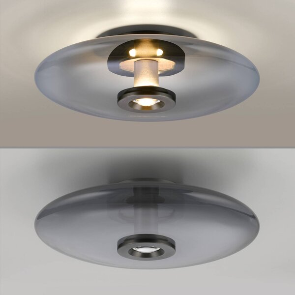 PURE Lampa sufitowa LED Vitrum, możliwość ściemniania, aluminiowy / szary / cynkowy, salon / jadalnia, szkło, nowoczesny