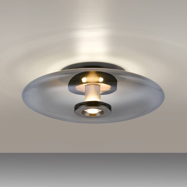 PURE Lampa sufitowa LED Vitrum, możliwość ściemniania, aluminiowy / szary / cynkowy, salon / jadalnia, szkło, nowoczesny