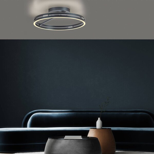 PURE Lampa sufitowa LED Loop, możliwość ściemniania, aluminiowy / szary / cynkowy, salon / jadalnia, aluminium, nowoczesny
