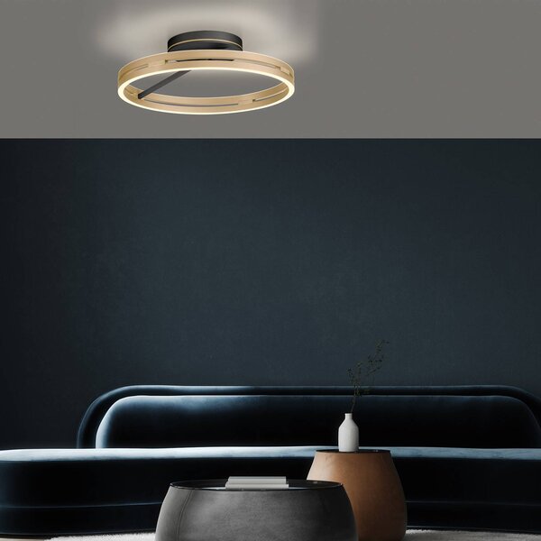 PURE Lampa sufitowa LED Loop, możliwość ściemniania, mosiężny / złoty, salon / jadalnia, aluminium, nowoczesny