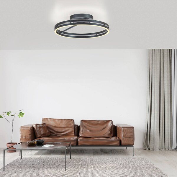 PURE Lampa sufitowa LED Loop, możliwość ściemniania, aluminiowy / szary / cynkowy, salon / jadalnia, aluminium, nowoczesny