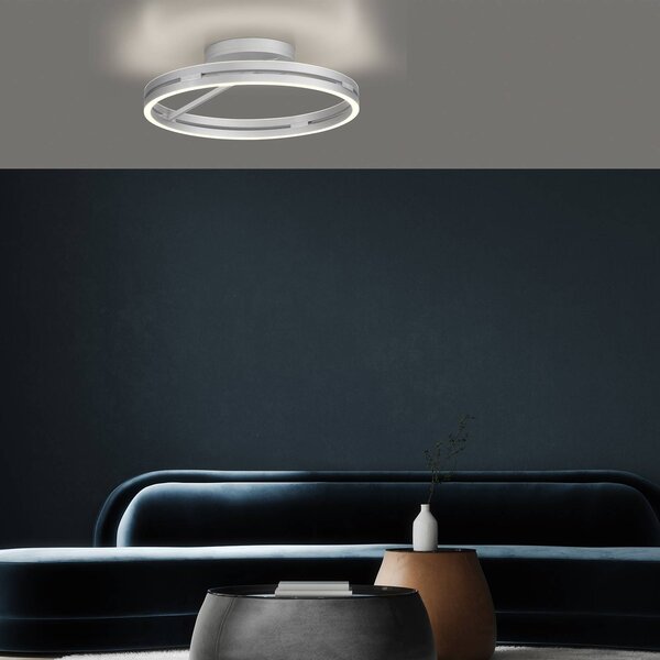 PURE Lampa sufitowa LED Loop, możliwość ściemniania, aluminiowy / szary / cynkowy, salon / jadalnia, aluminium, nowoczesny