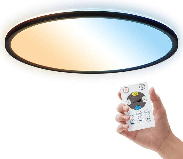 B.K. Licht Lampa sufitowa Shallow, możliwość ściemniania, czarny, biuro, tworzywo sztuczne