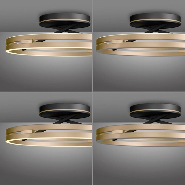 PURE Lampa sufitowa LED Loop, możliwość ściemniania, mosiężny / złoty, salon / jadalnia, aluminium, nowoczesny