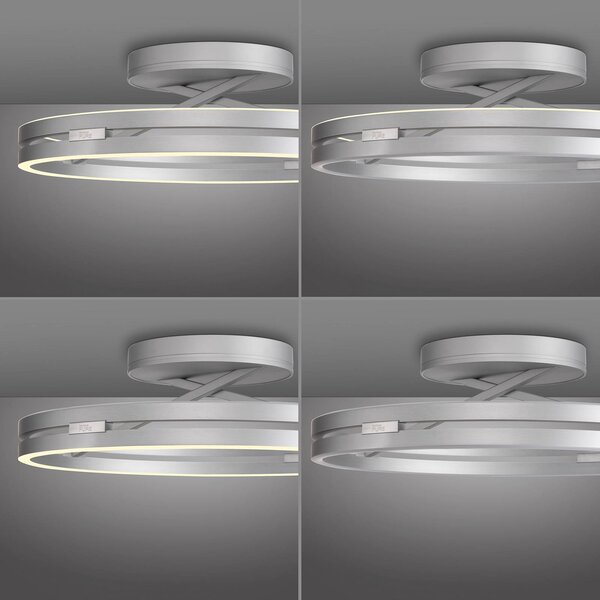 PURE Lampa sufitowa LED Loop, możliwość ściemniania, aluminiowy / szary / cynkowy, salon / jadalnia, aluminium, nowoczesny