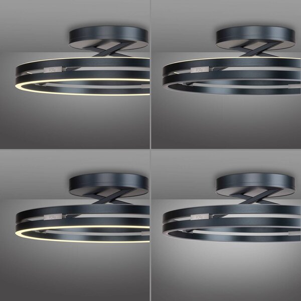 PURE Lampa sufitowa LED Loop, możliwość ściemniania, aluminiowy / szary / cynkowy, salon / jadalnia, aluminium, nowoczesny